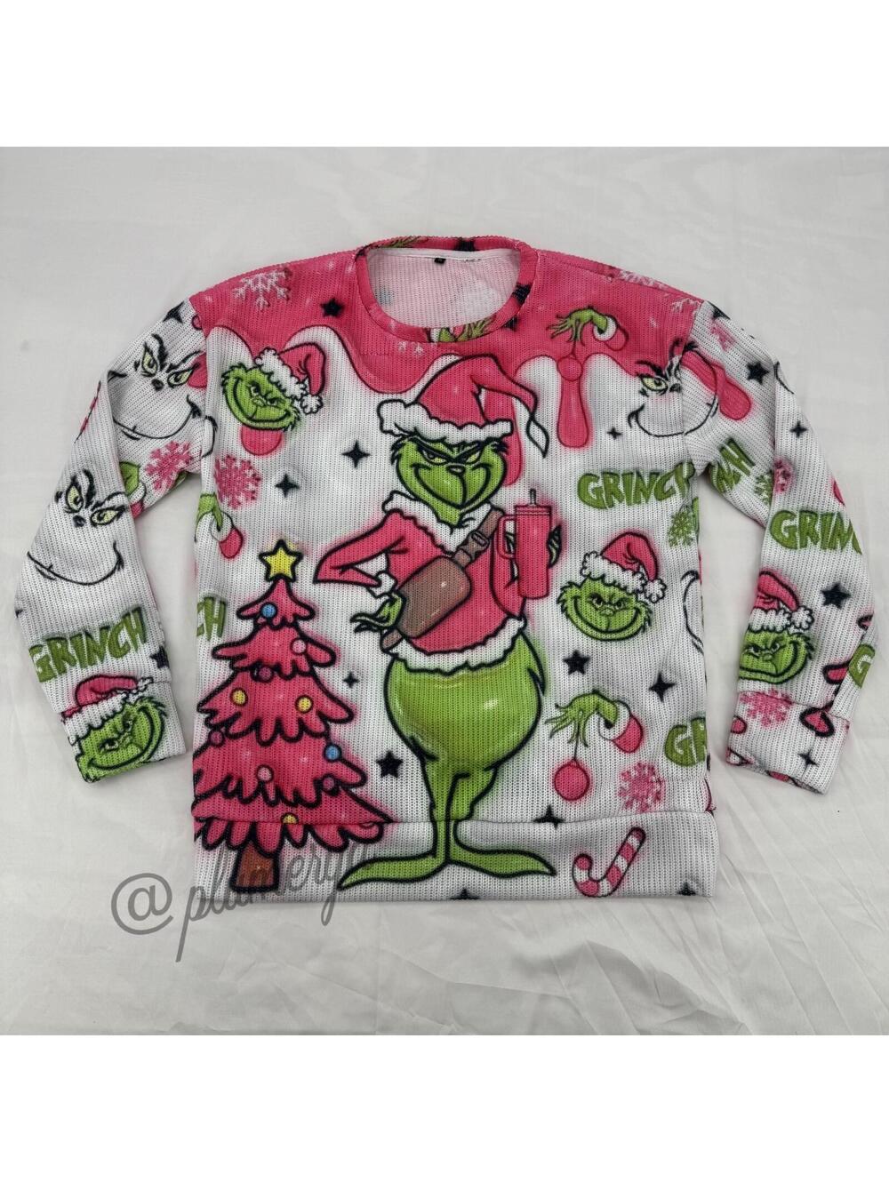 Grinch Who Stole Christmas Painted Women's Ugly Christmas Sweater Size XL